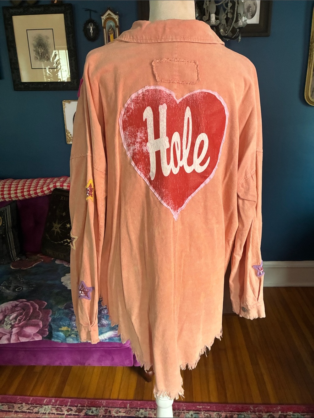 Fantastic Fawn Custom Hole Band Courtney Love Corduroy Shacket OOAK